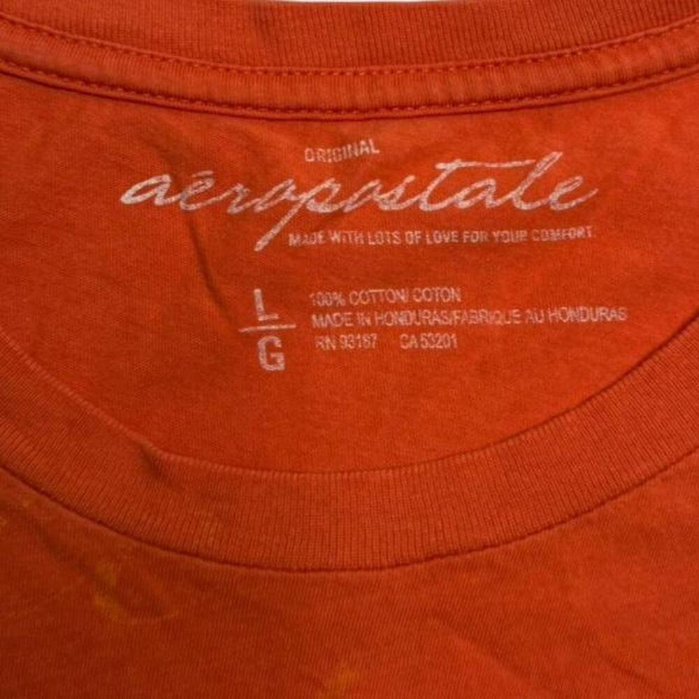 Aeropostale orange graphic baby tee Size L fitted 100% cotton La vibes - Picture 6 of 8